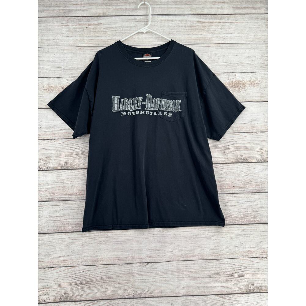Harley Davidson Fargo ND Logo T-Shirt Mens 2XL Black Red White‎ Blue Wings Logo